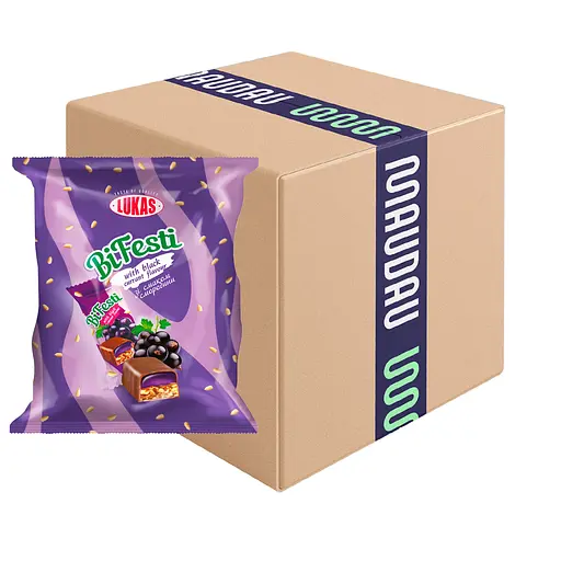 Уценка. Конфеты Lukas BiFesti глазированные грильяжно-желейные со вкусом черной смородины 1 кг - фото 1