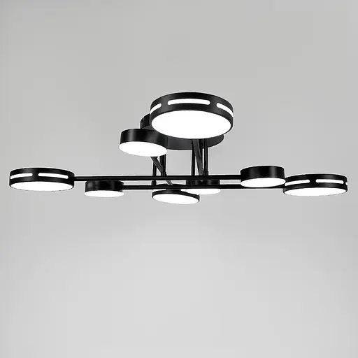 Черная потолочная люстра на 4+4 световых круга Ø 80 см | Ст. 77031/4+4 BK | Line F - фото 6