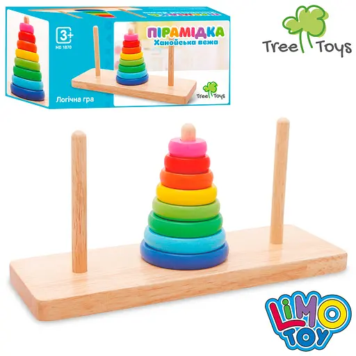 Деревянная игрушка Limo Toy "Пирамидка" 8 колец, подставка MD1870 - фото 2