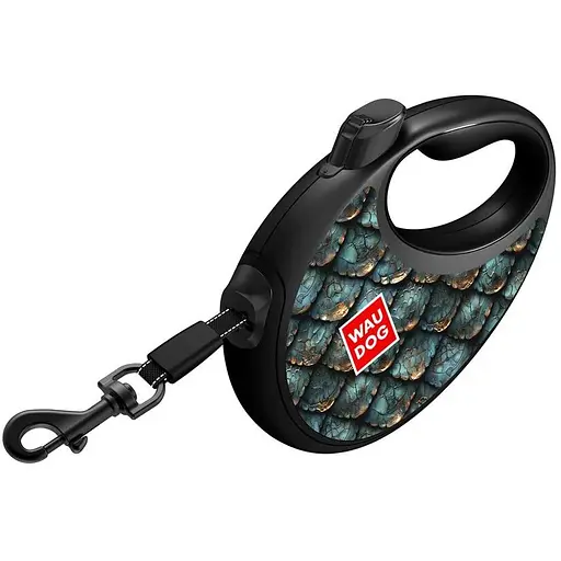 Поводок-рулетка для собак Waudog R-leash с контейнером для пакетов, рисунок "Луска", светоотражающая лента, M - фото 4