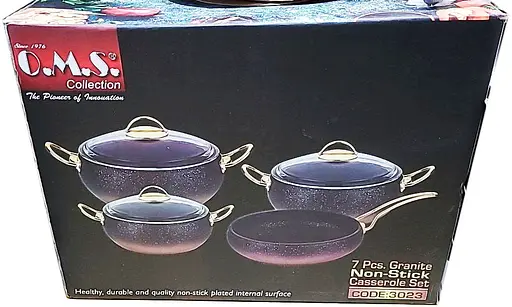 Набір каструль O.M.S. Collection 3023 з гранітним покриттям 7 предметів Синій (Туреччина) - фото 7