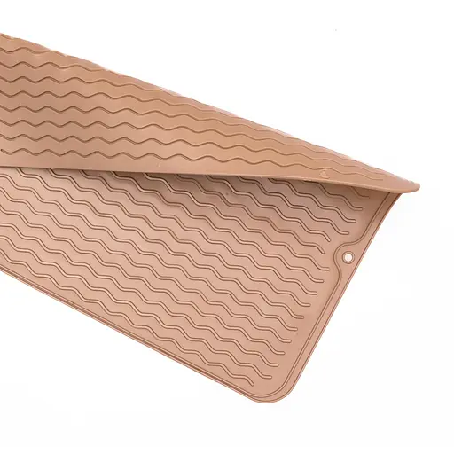Килимок для сушки посуду Yiwu HP-42-9BE силіконовий 40х30 см бежевий - фото 3
