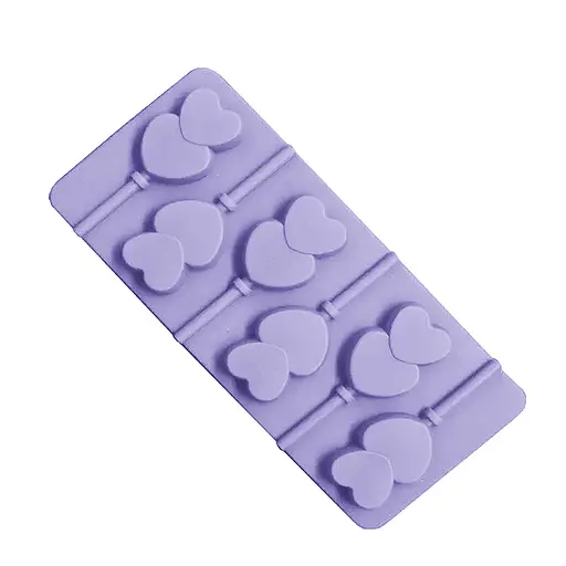 Силиконовая форма для леденцов и конфет на палочке "Сердечки", Kitchen Master Сиреневый 87407 - фото 3