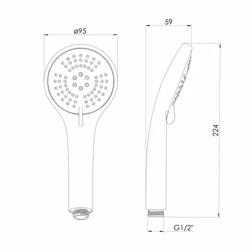 Ручний душ RJ 95 мм, 3 режими, блістер хром RJHS000-08CH, Хром - фото 2