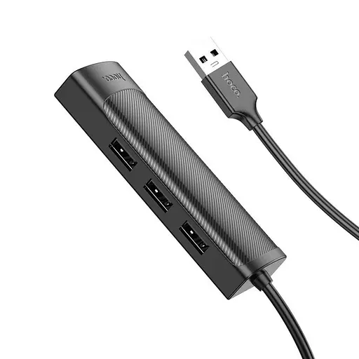Адаптер конвертер - перехідник Hoco Ethernet (LAN 100 mbit) HB42 Usb на 4 порти (3 Usb 2.0 + RJ45) - фото 2