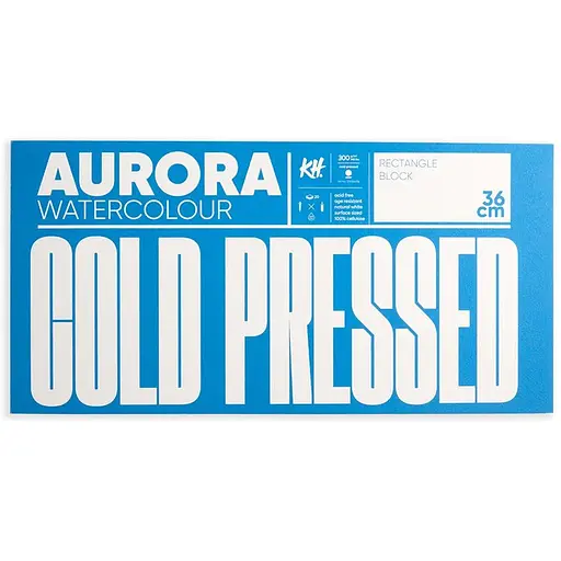 Склейка-блок для акварели Watercolour 18х36см 300г/м2 20 л CP (проклейка 4 стороны) среднее зерно Aurora