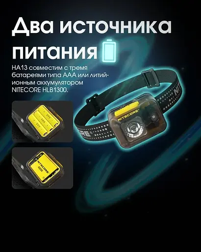 Налобный фонарь Nitecore HA13 с белым и красным светом 350лм 3xAAA USB-C (7 режимов) - фото 7