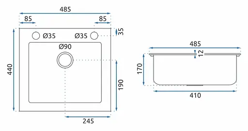 Кухонна мийка гранітна Rea West grey ZLE-00122, Сірий - фото 5