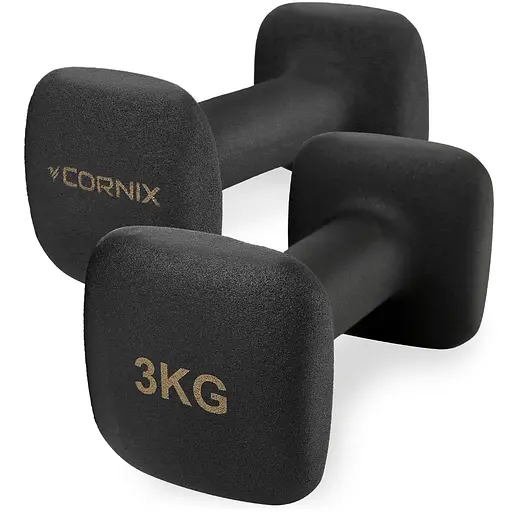 Гантелі вінілові Cornix Square 2 x 3 кг XR-0408 Black - фото 1