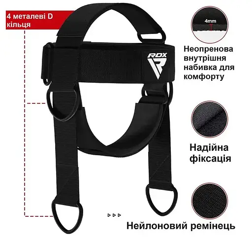 Тяга для шеи RDX H2 Neck Harness Black Plus (WAN-H2B+) - фото 4