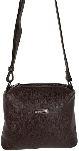 Женская наплечная кожаная сумка Borsacomoda темно-коричневая sum0028722 - фото 4