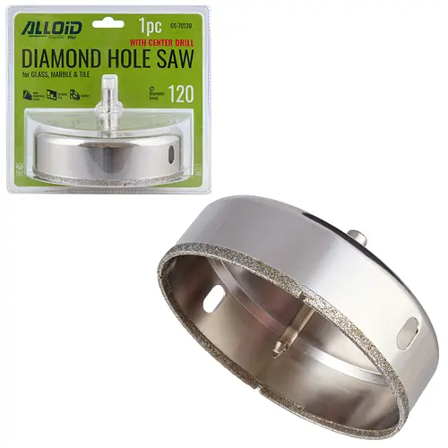 Свердло корончате Alloid Building Tools алмазне по склу та кераміці 120 мм з центрувальним свердлом (GS-70120) - фото 2