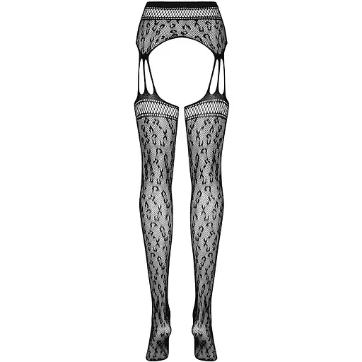 Сетчатые чулки-стокинги под леопард Obsessive Garter stockings S817 S/M/L - фото 6