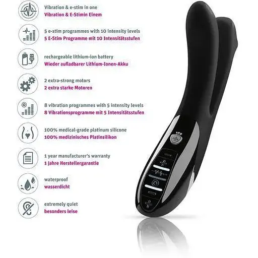 Вибратор двойной с электростимуляцией Mystim Tingling Aparte eStim Black миостимулятор - фото 3