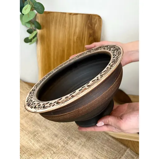 Миска для вареників керамічна (глиняна) різьблена Ангоб 2 л - фото 4