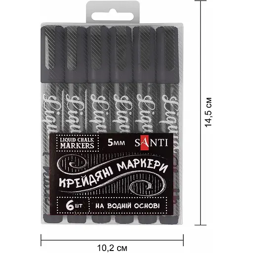 Меловой маркер Santi 5 мм 6 шт. черный (391125) - фото 3