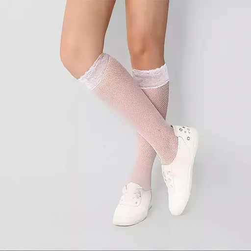 Гольфи довгі в сітку XS/S білі K0466-2