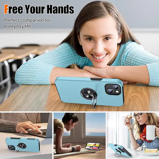 Чохол KOVASIA для iPhone 14, з 2 захисними плівками для екрану + 1 тримачем для телефону, [захист від подряпин] [протиударний] - фото 4