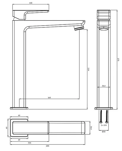 Змішувач для умивальника Omnires Parma високий nickel PM7412IN Никель - фото 2