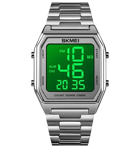 Мужские наручные часы Skmei 1735 (Серебристый с черным циферблатом) - фото 4