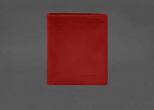 Кожаный портмоне на кнопке Brut красный краст - фото 1