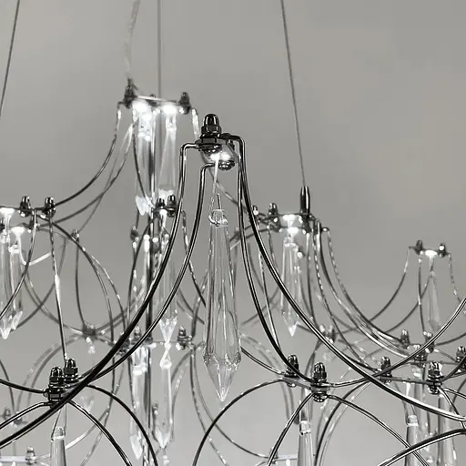 Дизайнерська невагома срібна люстра із кришталем Ø 70 см | Арт. MJ 203-730 CH | Line F - фото 5