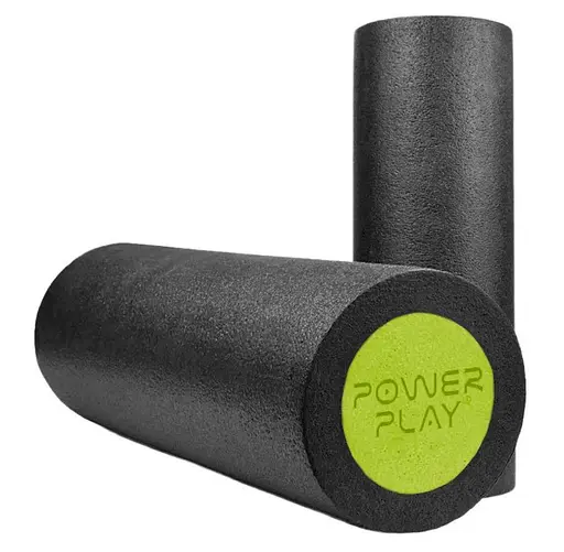 Масажний ролик (роллер) гладкий PowerPlay 4021 Fitness Roller Чорно-зелений (30x15 см) (PP_4021_BL/Green_(30*15)) - фото 2