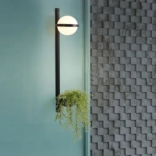 Бра у чорному видовженому корпусі із плафоном та підставкою 60х17 см Line F Арт. WB30/600 BK - фото 1