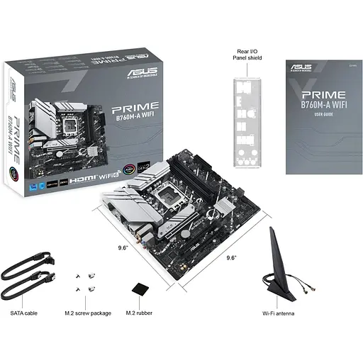 Материнская плата Asus Prime B760M-A WIFI s1700 B760 4xDDR5 M.2 HDMI DP Wi-Fi BT mATX - фото 2