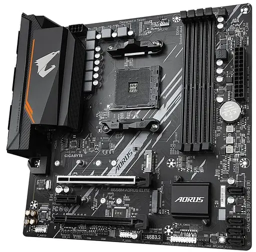 Материнская плата Gigabyte B550M Aorus Elite (B550M AORUS ELITE) (Socket AM4, AMD B550, Micro-ATX) - фото 2