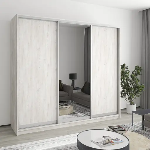 Шафа-купе тридверна MebelStar Стандарт AL 2ДСП/Дзеркало 230x60x210 см Аляска сірий (MBS-2961)