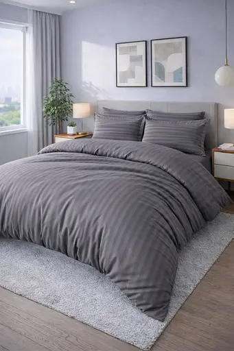 Комплект постельного белья полуторный 160х220 сатин антрацит TC303376199 - фото 1