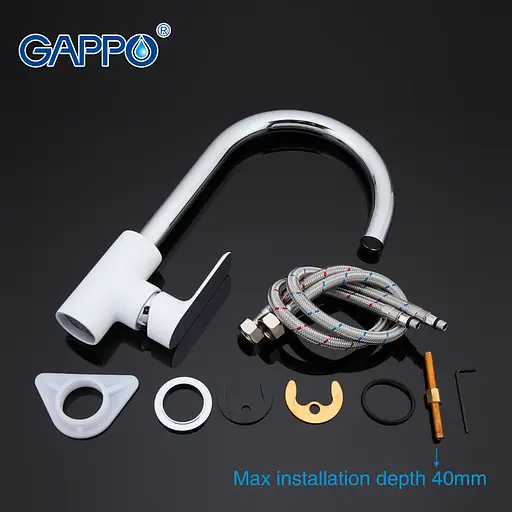 G4048 Змішувач для кухні U гайка білий/хром Ø35 Gappo Noar 1/8 Білий - фото 8