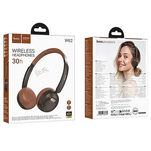 Беспроводные блютуз наушники Hoco W62 Verso Retro Brown - фото 6