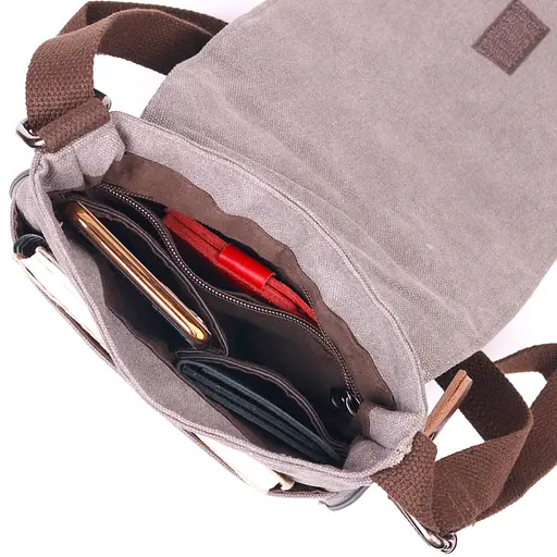 Практична вертикальна чоловіча сумка з текстилю 19х14х2 см Vintage 19х24х2 см sum0021453 - фото 12