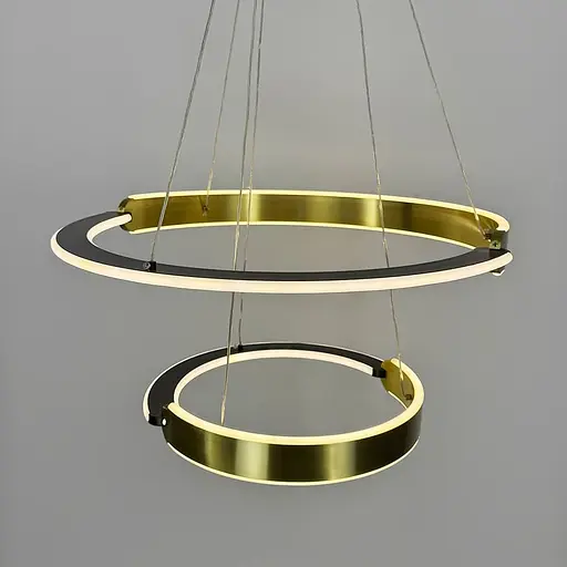 Подвесная люстра в латунно-черном корпусе с двумя кольцами Ø 60+40 см | Ст. MJ303-600+400 AB | Line F - фото 7