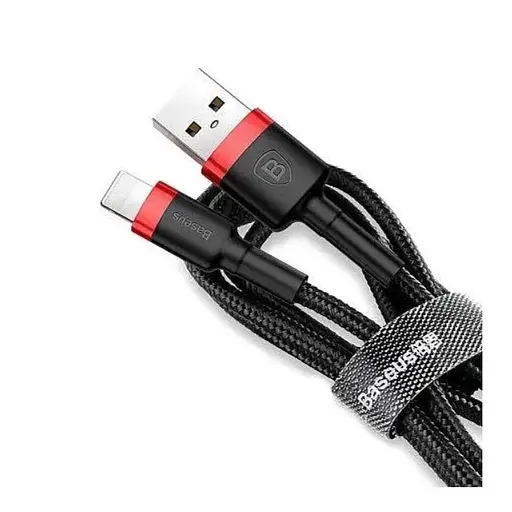 Кабель USB - Lightning Baseus Cafule Cable 2 м CALKLF-C19 черно-красный - фото 1