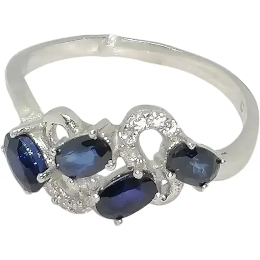 Серебряное кольцо Агни Абриэль с фианитами и сапфиром. 1026/1Р-SPH 17