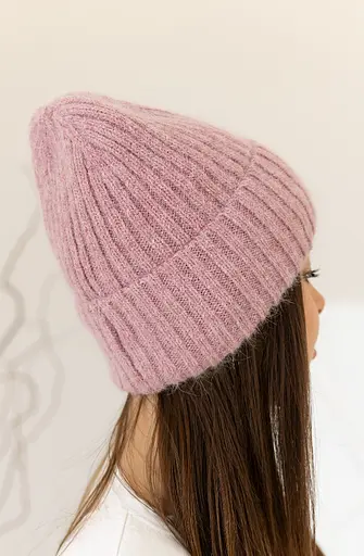 Теплая женская шапка Ангора Лили с флисовой подкладкой Розовый - фото 2