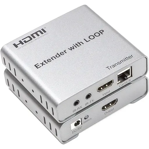 Удлинитель HDMI сигнала PowerPlant HDMI 4K/30hz, до 100м, через CAT5E/6, loop-out (HDES12-LOOP)