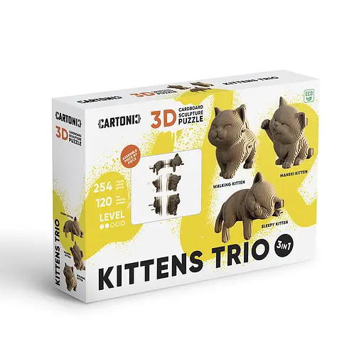 Три Кошеня (KITTENS TRIO) - Картонний 3Д пазл Cartonic - фото 2