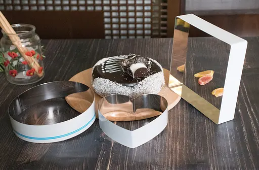 Набір металевих форм для складання тортів десертів та формування салатів та закусок 20х20 см H 5 см, Master Class Сріблястий 85792 - фото 5