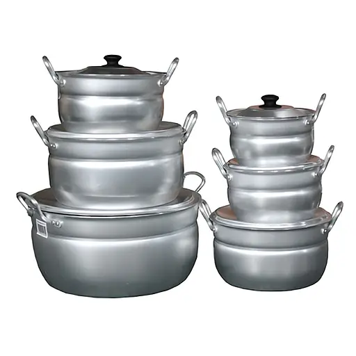 Набір із 6 сферичних матових алюмінієвих каструль з кришкою 1.6-2.4-3.4-4.5-6.4-8 л, Interos Сірий 87023 - фото 1