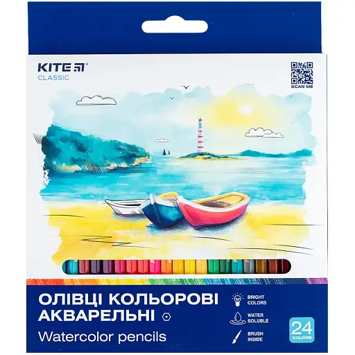 Олівці кольорові акварельні Kite Classic 24 шт. (K-1050) - фото 4