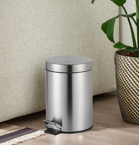 Відро для сміття Zerix Solo-TC0205 SS Color з плавним закриттям кругле 5 л нержавійка (ZX5888)  - фото 3