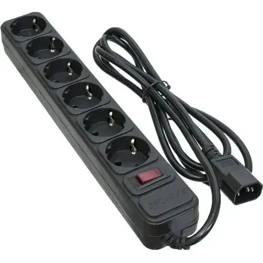 Фильтр сетевой для ИБП Patron, 6 розеток, 2 м, черный, 10А, до 2.2 кВт, выключатель, заземление, 3x1 мм² (SP-1065U) - фото 1