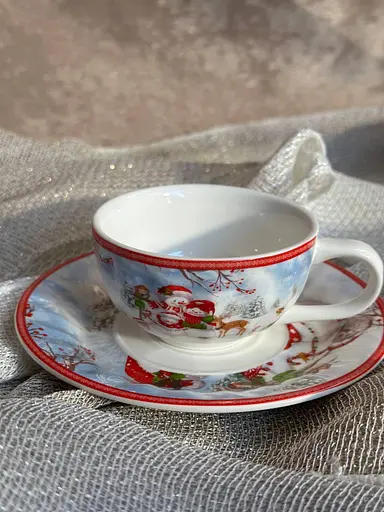 Чашка новогодняя R33364 Зимняя история фарфоровая в подарочной коробке 120 мл Белая - фото 2