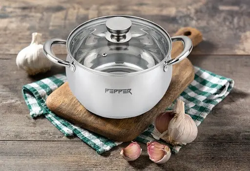 Каструля Sesame 18х10.5 см з нержавіючої сталі, для індукційних плит, зі скляною кришкою 2.6л - фото 3