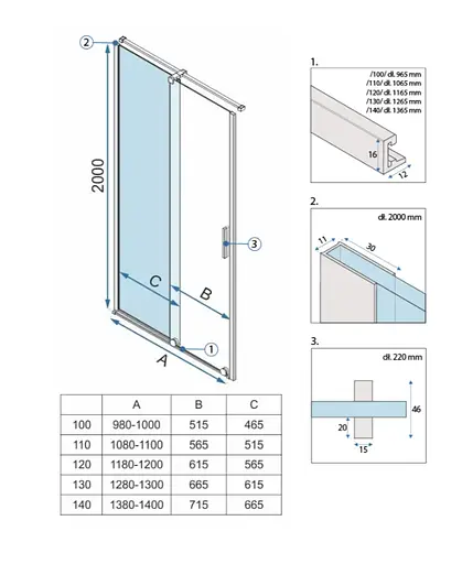 Душові двері Rea Montana 120 розсувні brashed gold KPL-K6388, універсальні, прозорий, золотий - фото 7