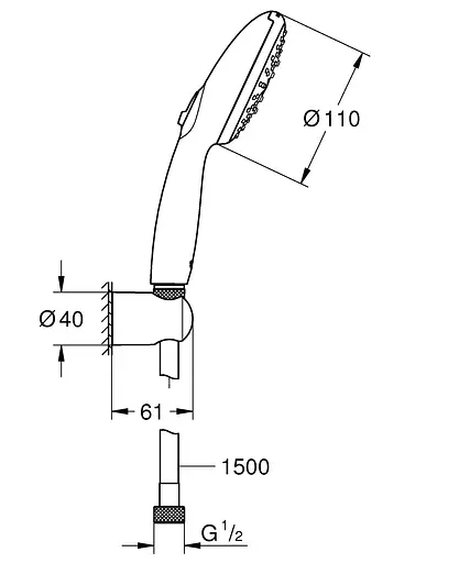 Душовий гарнітур Grohe Tempesta 3 режими струменя 110 26920003, Хром - фото 8